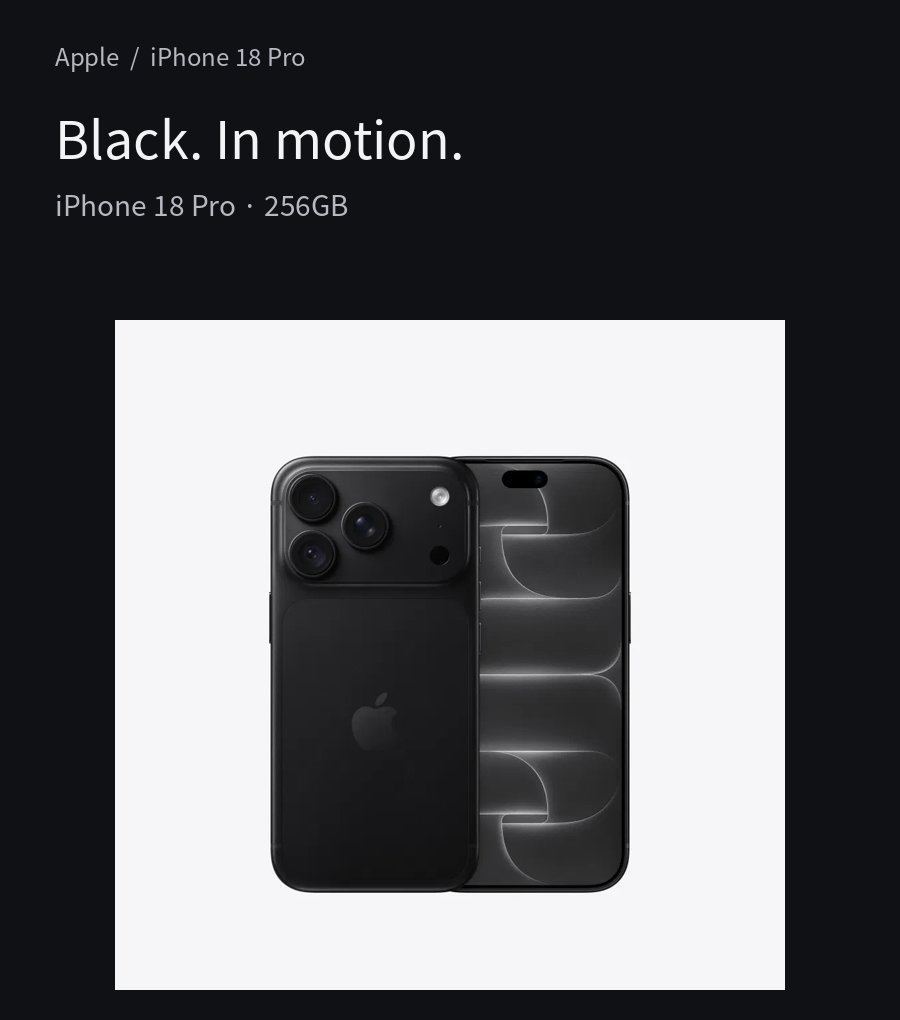 Black. In motion. - iPhone 18 Pro · 256GB