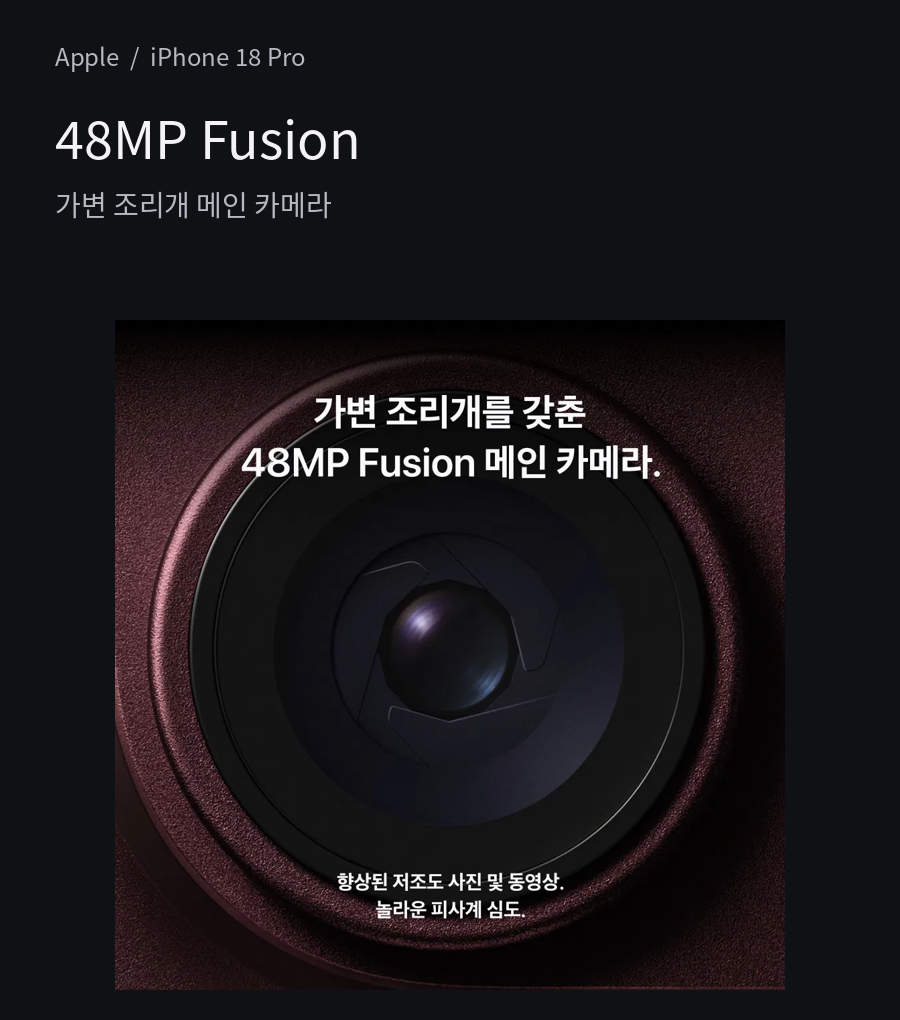 48MP Fusion - 가변 조리개 메인 카메라